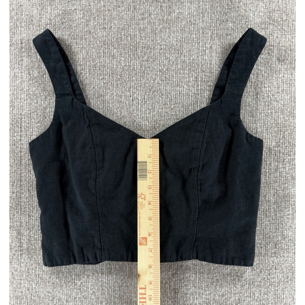 A New Day Black Linen Blend Crop Tank Top Smocked Back Size Small - Picture 4 of 6